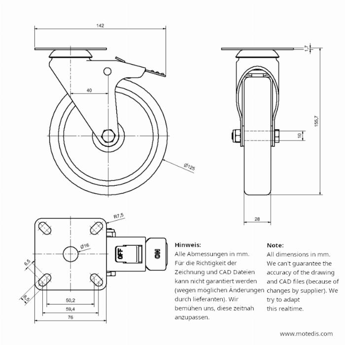 Rollers 125 plate fitting with brake