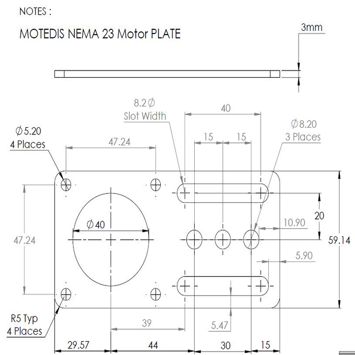 Plaque support moteur NEMA 23, Laser cut