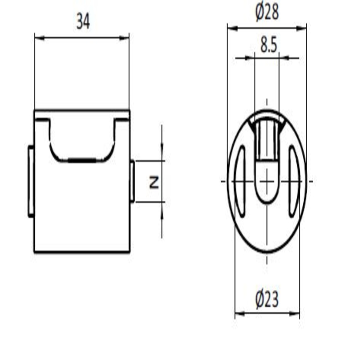 Set T-connector D28, B-type sleuf 10