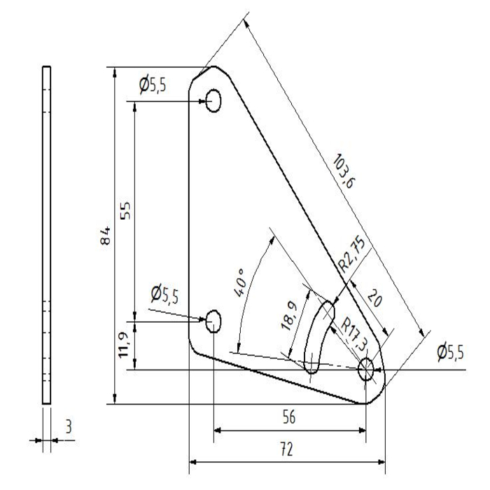 NIEUW Rotatie plaat 20+30 serie, t=3, Laser cut