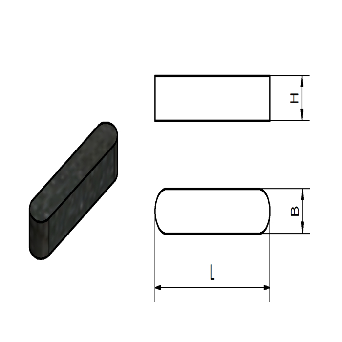 Veersleutel DIN 6885 vorm A 5x5x25 staal blank