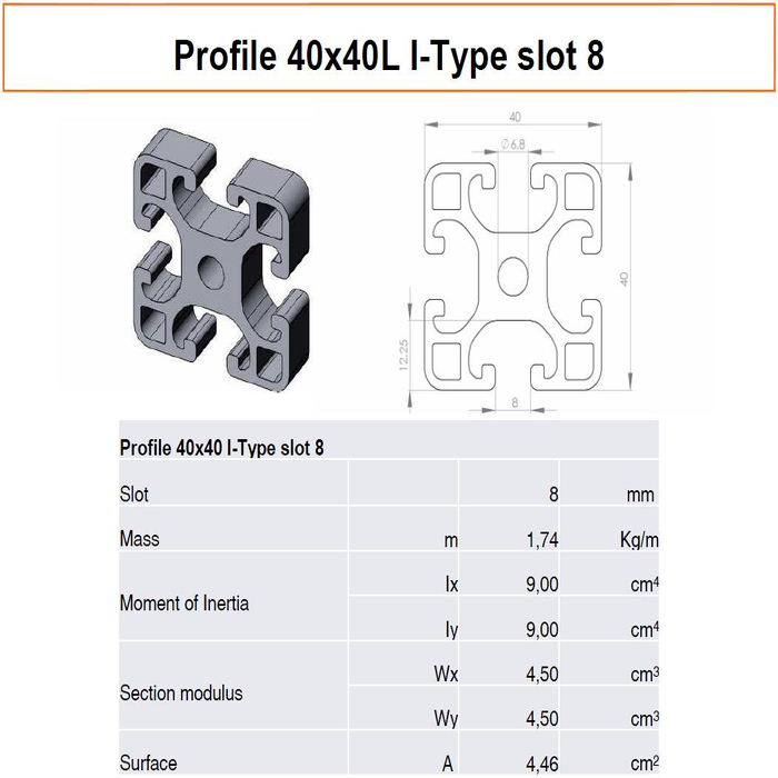 Profile 40x40L I-Type slot 8