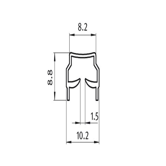 Cover and Reduction Profile black B-type slot 8 (1 meter)